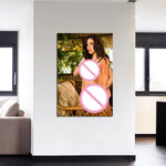 impression toile portrait femme motif floral decoratif moderne chambre salon