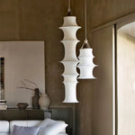 suspension lumineuse moderne blanc rayures horizontales opacité câble suspendu salon chambre d'hôtel