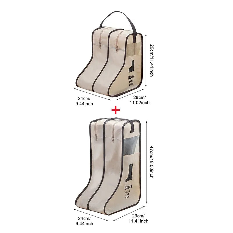 sacs rangement chaussures noir beige fenêtre transparente pratique moderne pliages respectueux environnement