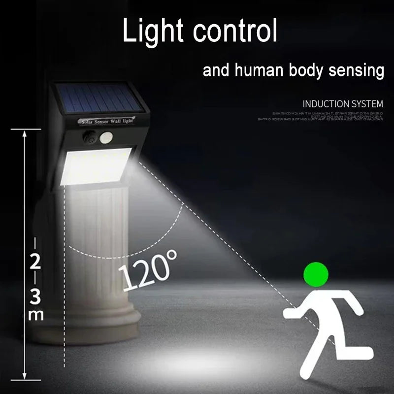lampe solaire murale moderne noire détecteur mouvement ip65 led 1200mah