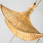 Suspension lumineuse tissée osier naturel moderne rustique câble ajustable douille E27