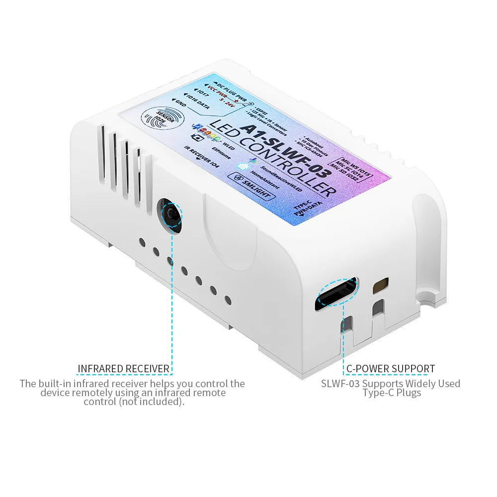 contrôleur led wifi esp32 mic rgb ic pixels ws2812b ws2811 ws2813 ws2815 blanc moderne