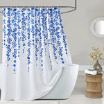rideau douche tissu polyester blanc motif fleurs moderne élégant salle bain imperméable opaque
