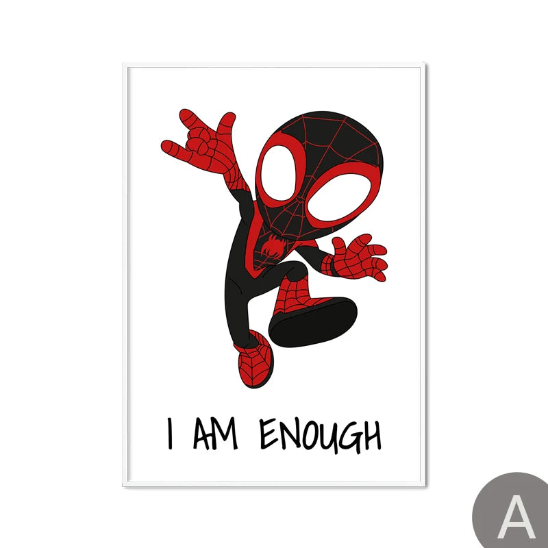 affiches spider man enfants chambre nursery décoratives super héros textes motivationnels illustrations cartoon