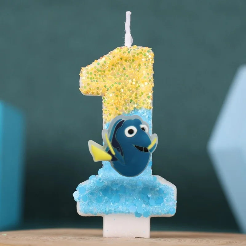 bougies numéraires glitter animaux pois opaques thème marin anniversaire enfants