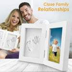 Cadre photo pliable bois blanc empreintes mains bébés souvenir classique kit encre instructions