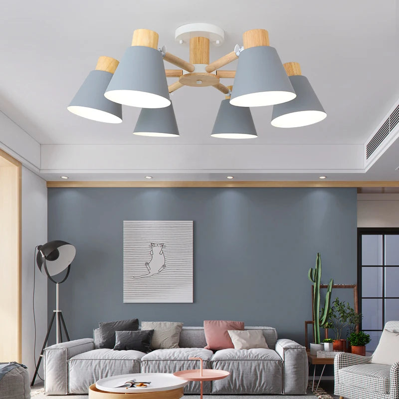 Lustre en bois massif noir pour intérieur moderne