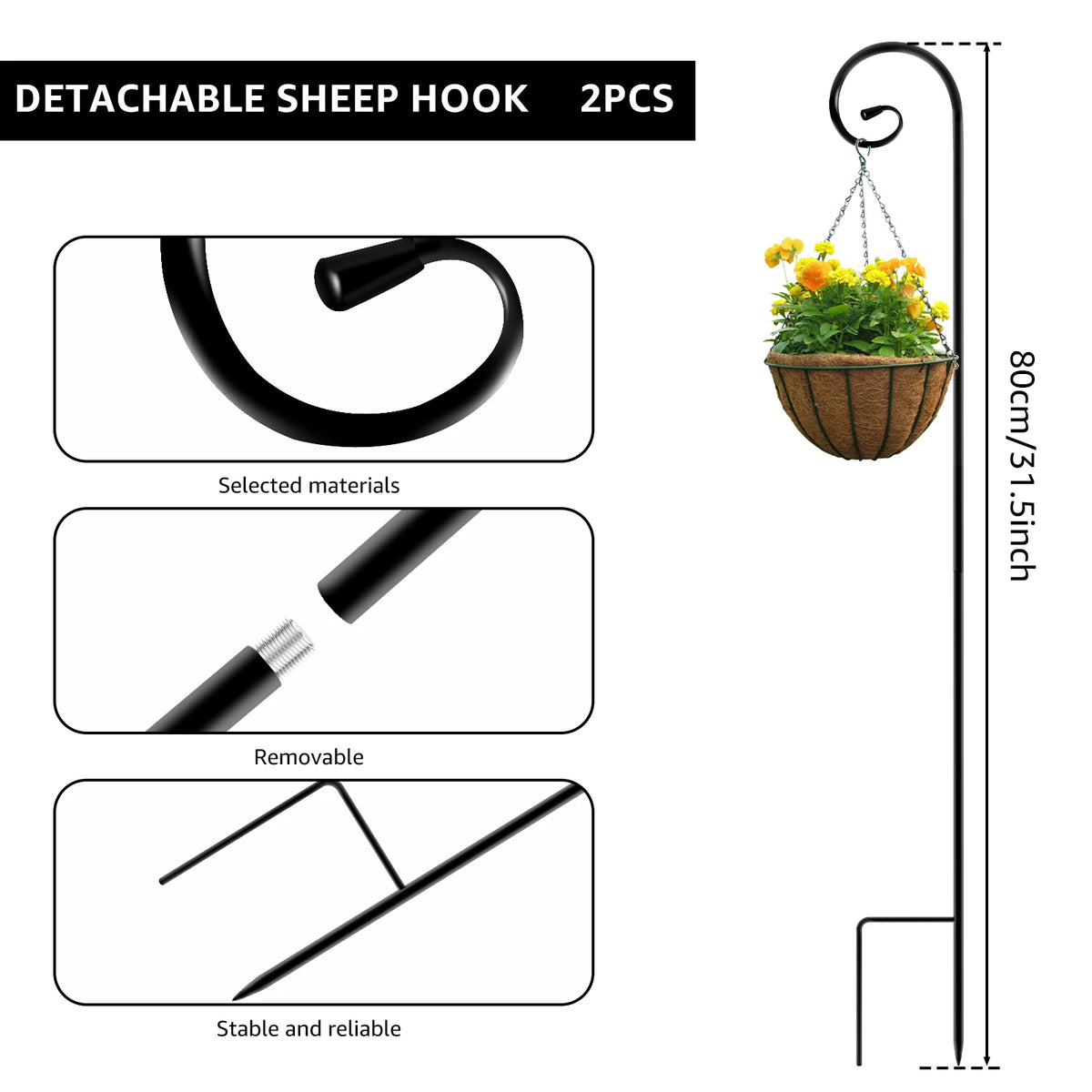 supports décoratifs métal noir suspendu plantes mangeoires oiseaux vintage extérieur pièces
