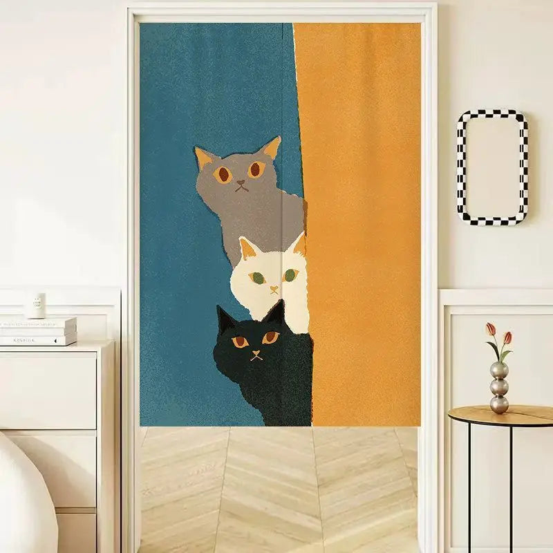 rideau porte japonais tissu moderne motif chaton adhésif cuisine salle bain intérieur