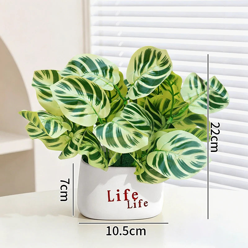 plantes artificielles vertes moderne pots blancs décoration intérieure feuilles variées minimaliste