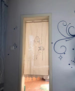 rideaux beiges broderies florales dentelle franges coton pastorales salon chambre semi transparents