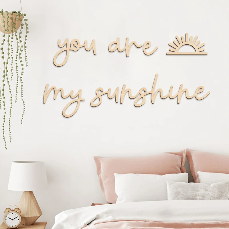 lettres murales bois moderne you are my sunshine naturel minimaliste