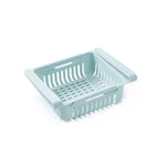 paniers rangement réfrigérateur extensibles blanc rose bleu clips grille perforation moderne pratique