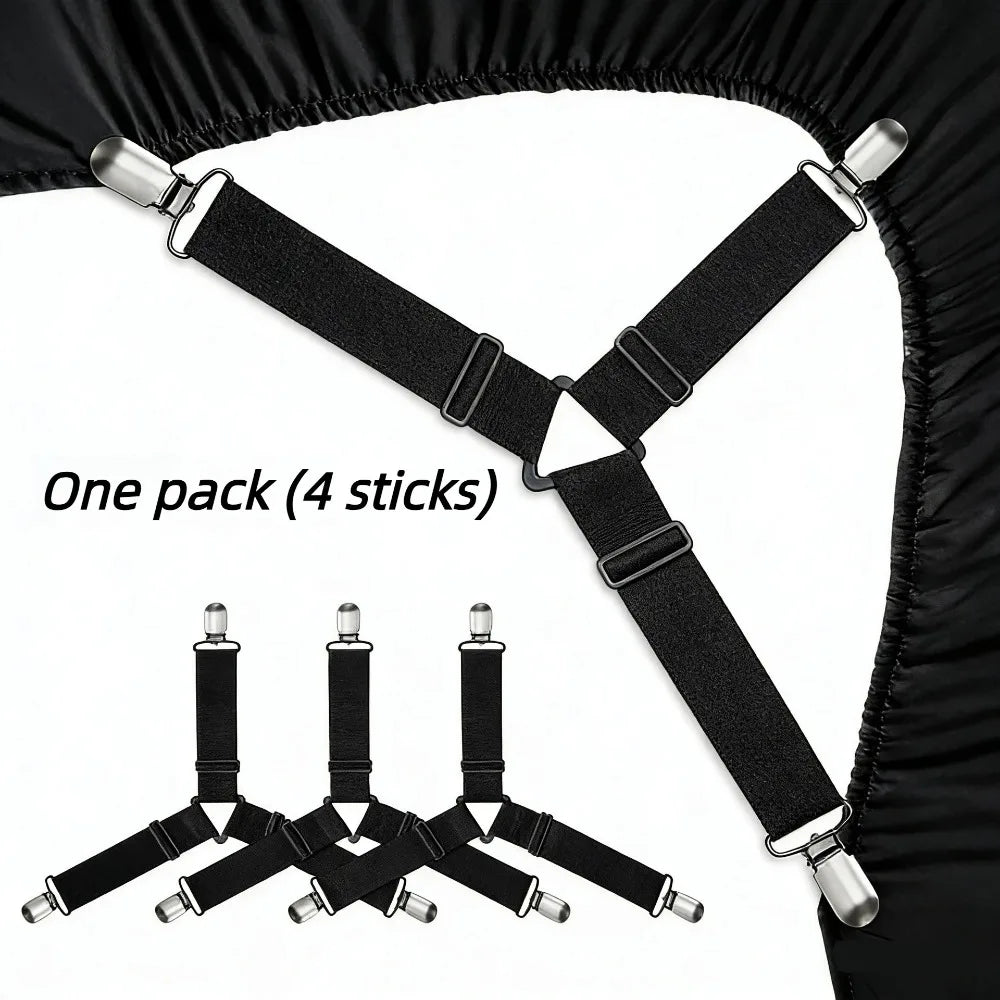 ceintures maintien draps gris noir clips métalliques réglables élastiques moderne literie housses matelas sécurité