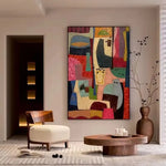 tableau abstrait impression toile couleurs vives forme rectangulaire sans cadre moderne deco mur chambre