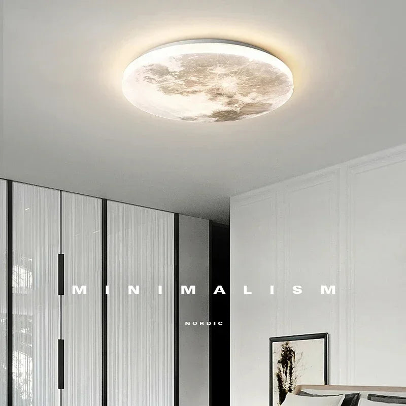 lampe moderne lune texture blanc gris réglable intensité 36w 48w