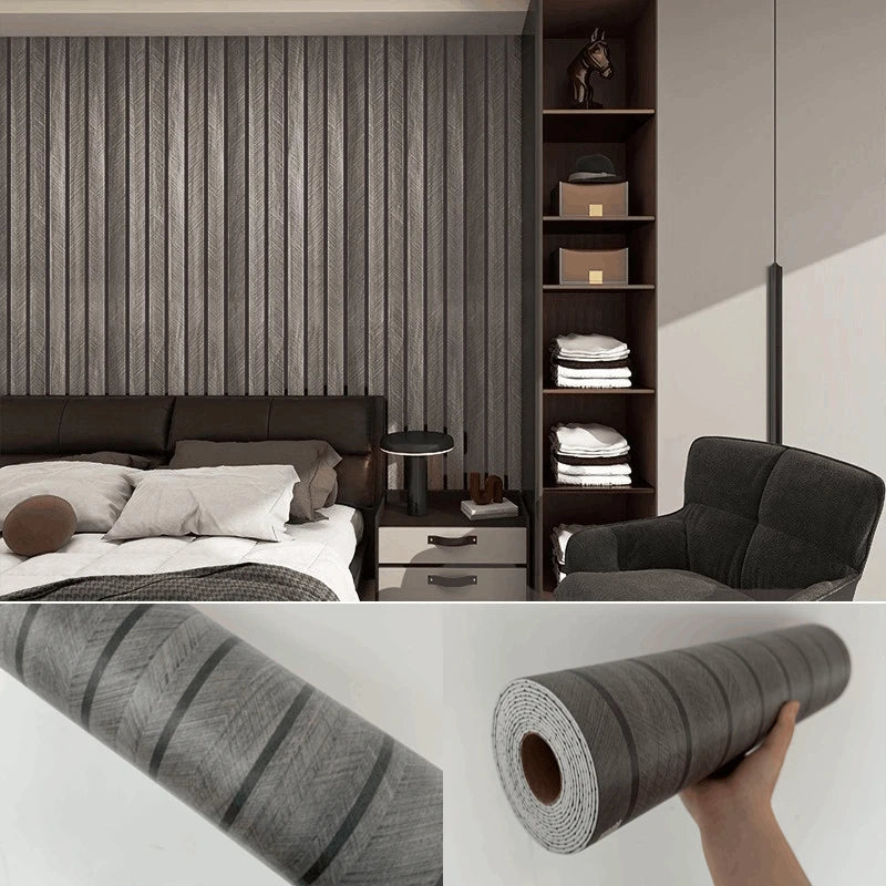 panneau décoratif autoadhésif moderne rayures horizontales gris noir résistant humidité cuisine chambre