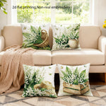 taies d'oreiller fleurs blanches rustiques lit maison panier bois naturel polyester blanc vert beige