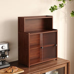 meuble rangement bois marron verres bouteilles thé tasses sucre confiture moderne 50cm 20cm 39cm