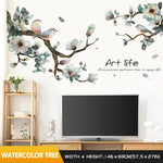 sticker mural fleurs cerisier papillons rose brun blanc adhésif moderne naturel decoration mur chambre