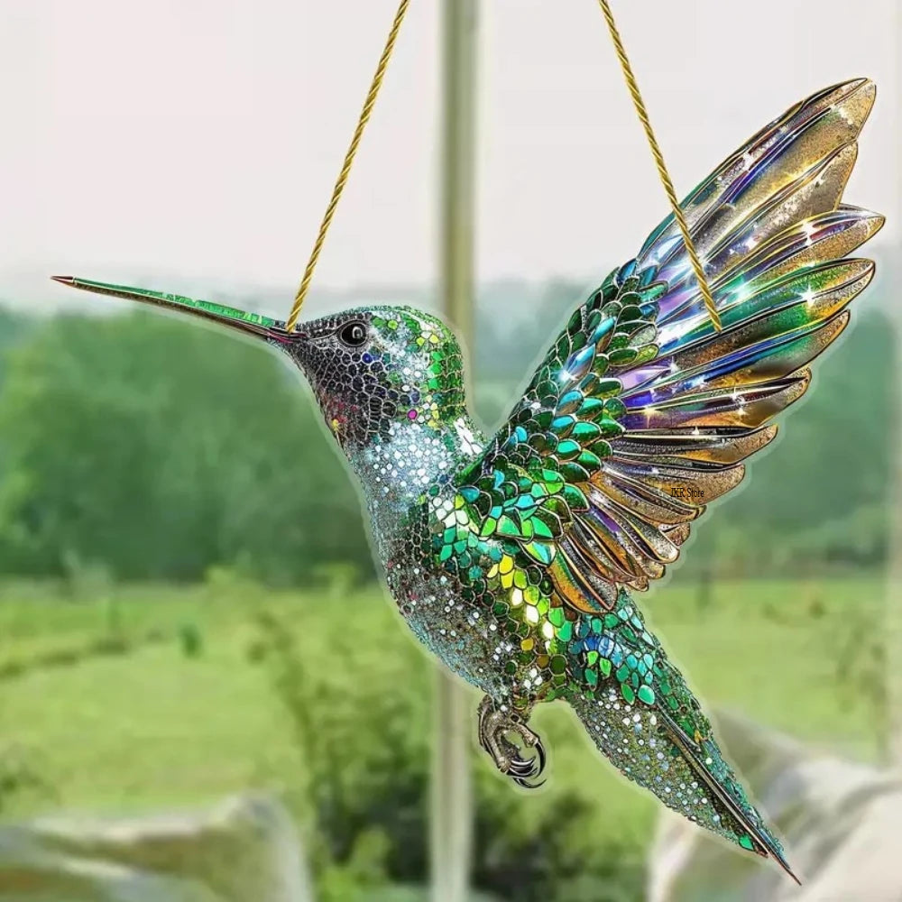 colibri suspendu mosaïque artisanale couleurs vives intérieur décoration ornement maison chambre