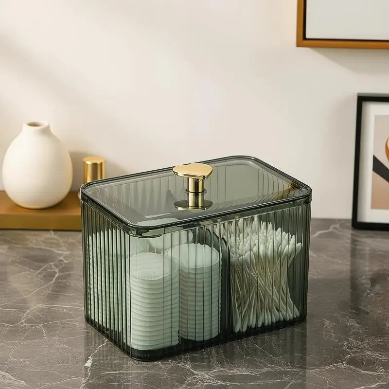 boîte rangement coton tige vert transparent moderne minimaliste