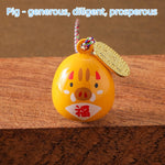 pendentif décoration animal souris lapin cochon chinois fú cuivre marron blanc orange vert bleu