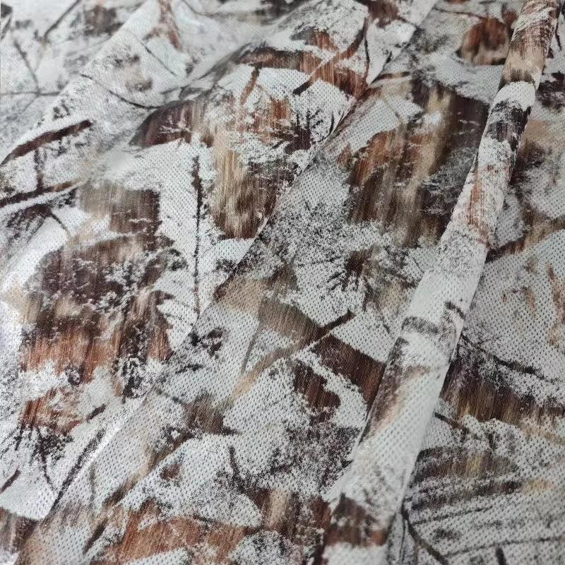 tissu imprimé naturel branches feuilles gris marron beige blanc moderne 100 polyester