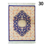 tapis ornements floraux géométriques franges blanches non glissant rouge vert beige
