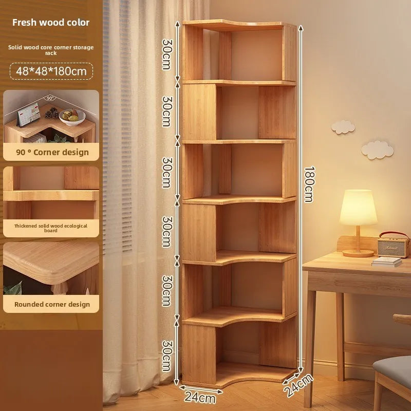 étagère d'angle bois chêne clair moderne adhésive multi fonction rangement livres objets décoration 150cm
