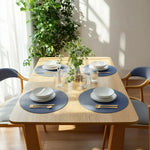 placemats tissés bleu orange moderne assiettes cuillères verres d'eau 38cm résistants antidérapantsDecorationMaison