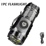 lampe torche rechargeable led noire résistante chocs éclairage intense mode luminosité réglable clip moderne