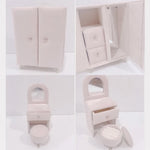 présentoir bijoux velours rose canapé armoire ensemble miniatures classiques pieds métalliques