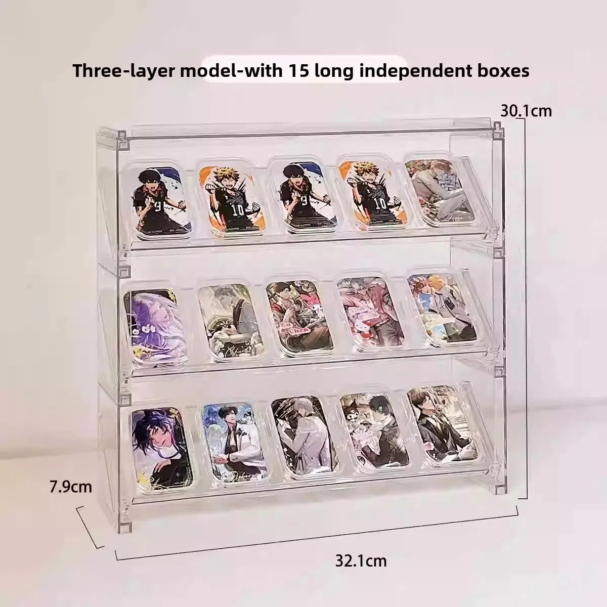 porte cartes anti poussière acrylique transparent personnages animés moderne rangement bijoux accessoiressealed dustproof