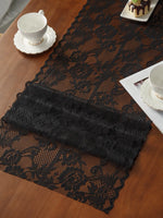 table dinette chemin table dentelle fleur motif floral transparent vintage polyester noir