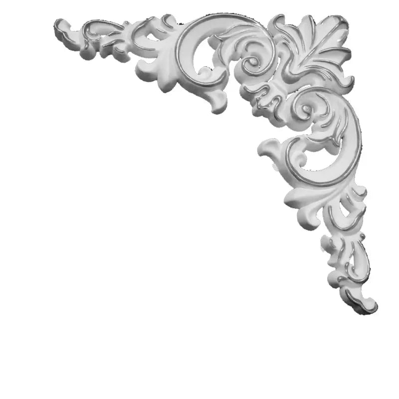 décoration murale coin blanc doré motifs floraux relief classique ornemental PVC stickers