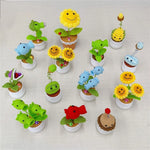 plantes crochet tournesol pois vert jaune bleu marron blanc créatif artisanal