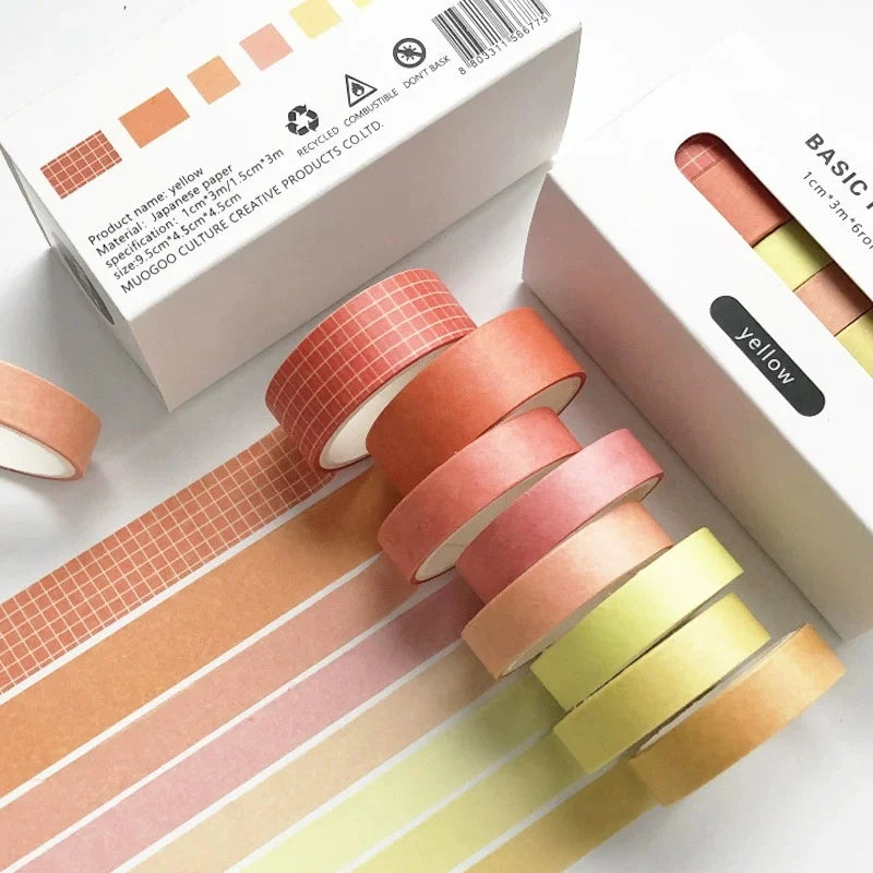 ruban adhésif décoratif multicolore washi minimaliste moderne 3m noir blanc violet rose orange jaune