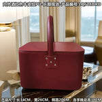 boîte maquillage simili cuir rouge marron noir bleu classique poignée portable organisateur utilitaire