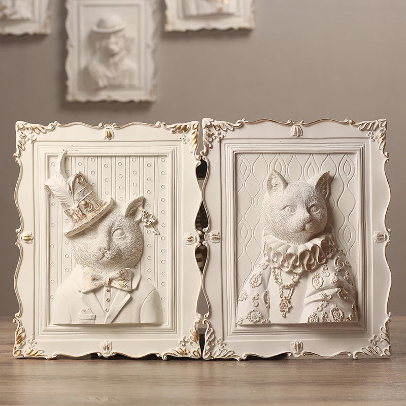 cadres decoratifs relief 3d animaux blanc classique baroque accessoires living room decoration