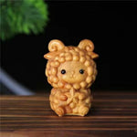 statuettes animales sculptées détaillées zodiaque naturel brun clair artisanal figurines individuelles opaques