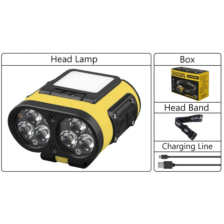 lampe torche rechargeable led noir jaune clip intelligent sensor modernemode haute moyenne basse type