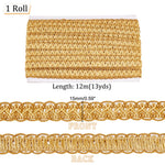 ruban tressé polyester doré tissage géométrique texturé 15mm large 12m longueur