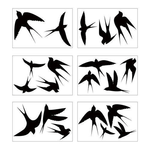 stickers fenêtre oiseaux noirs anti collision graphiques minimalisme maison deco pvc adhésifs anti choc