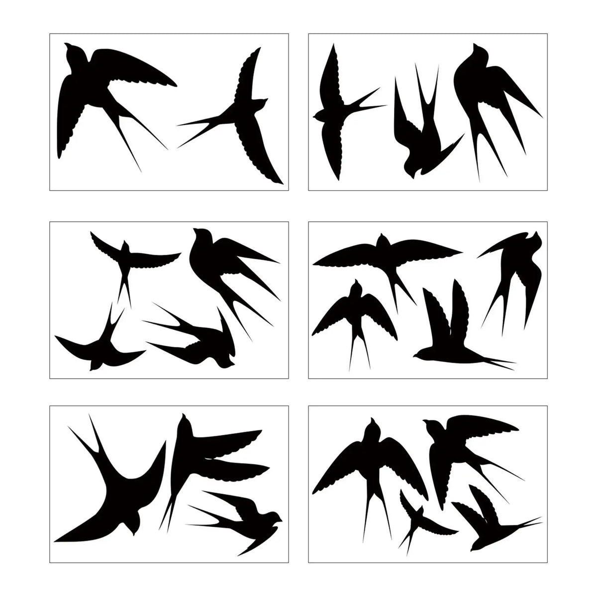 stickers fenêtre oiseaux noirs anti collision graphiques minimalisme maison deco pvc adhésifs anti choc