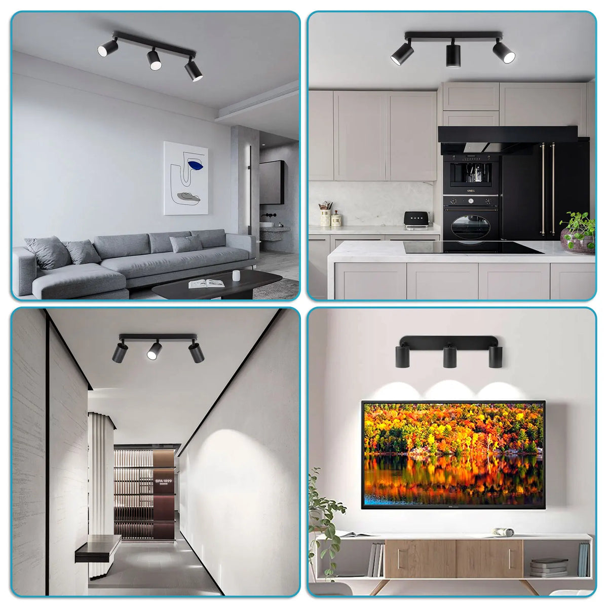 spot noir moderne acrylique light ring aluminium gu10 25w led replaceable