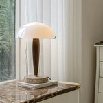 lampe table moderne verre blanc base marbre éclairage led blanc nordique intérieur chambre coucher