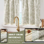 rideaux tier motif floral vert olive semi transparent rustique chambre maison
