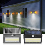 lampe solaire murale 130 led ip65 waterproof noir moderne