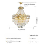 lustre cristal doré transparent classique encastrée led h71cm d60cm